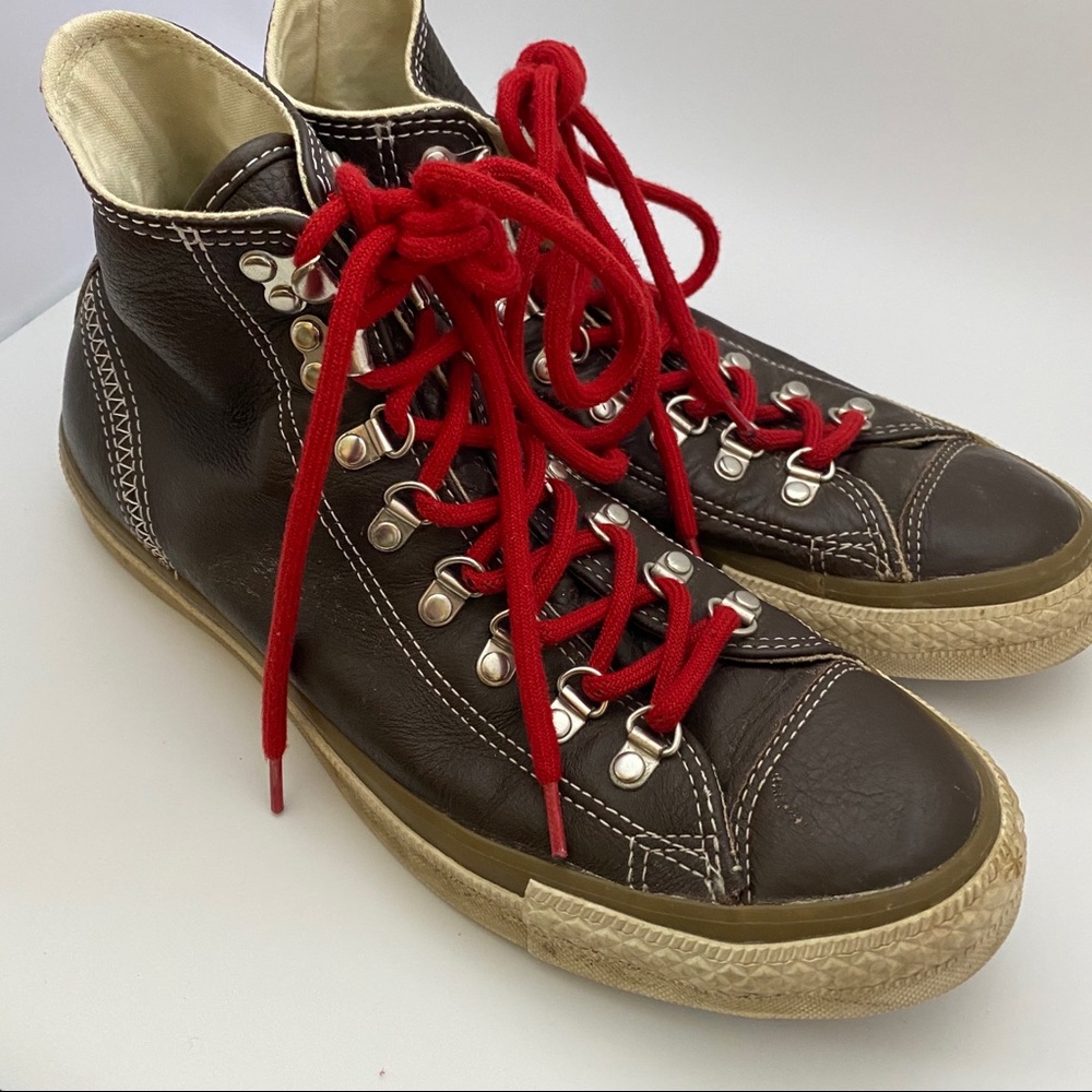 Rare Brown Leather Converse All Star high tops 8